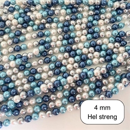 4 mm Shell perler i mix blå og hvide farver